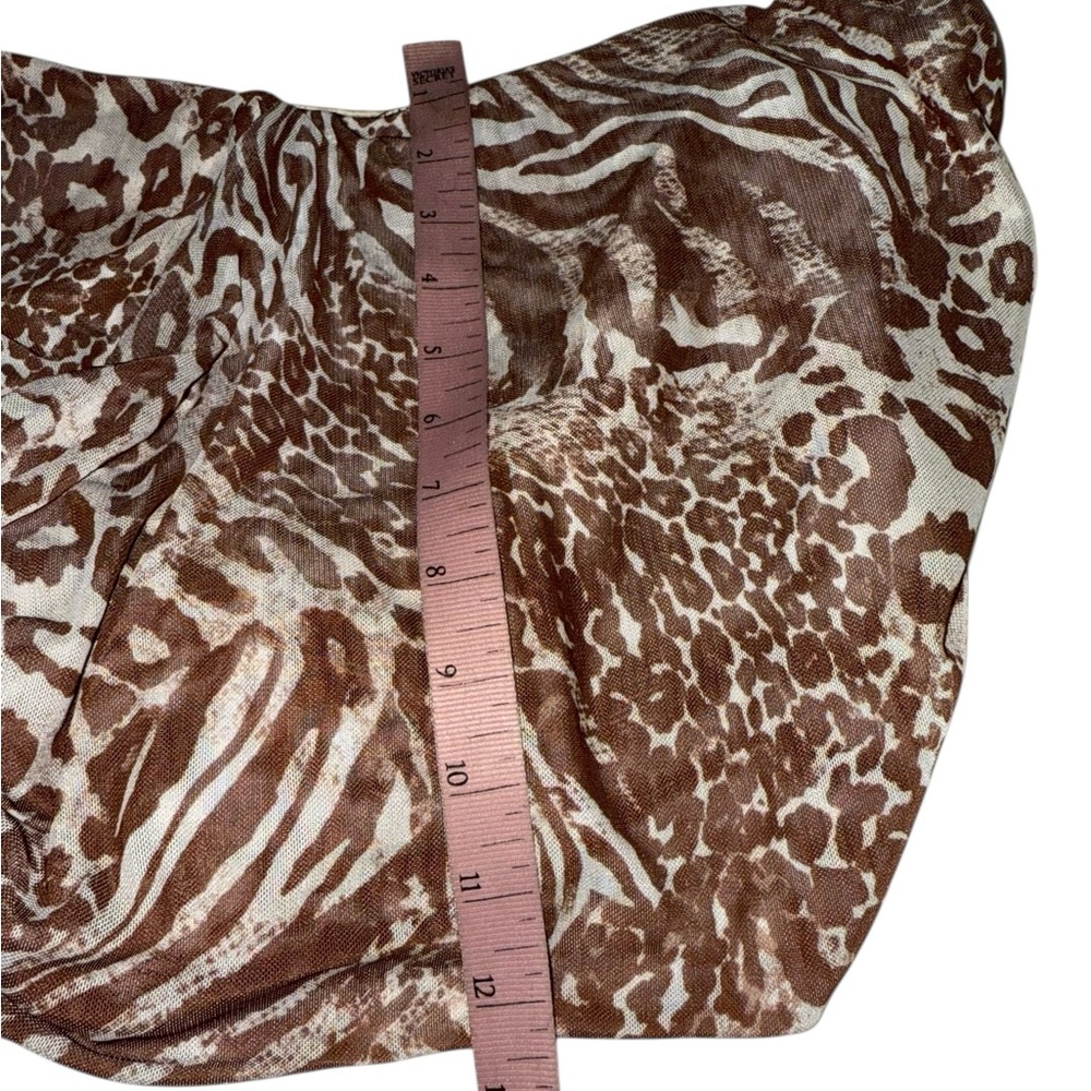 AFRM Fabiola Top in Taupe Brown Animal Print Off-Shoulder Crop Top Medium - Picture 6 of 10